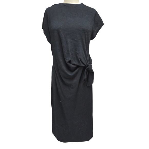 Sonoma Charcoal Gray Knot Side Midi Dress Soft Stretch Lightweight Casual L - Picture 1 of 5